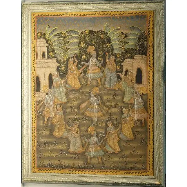 High-Quality Traditional Fine Art Of Indian Painting On Silk  45"  X  35" Abcp-13